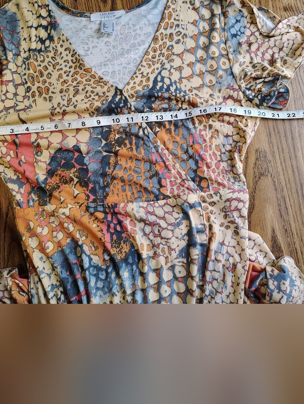 Lascana Maxi Dress — Multi-printed orange asymmetrical Ruffles side slit sz M. - Picture 11 of 16